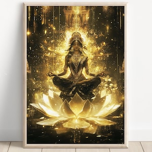 Lakshmi, Goddess of Wealth, Goddess lakshmi, Lakshmi Art, Hindu Goddess Wall Art, Hindu God, Indian God, Poster Print, Canvas