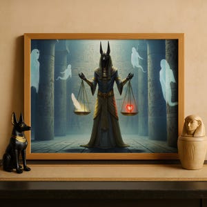 Egyptian God Anubis Print, Anubis Wall Art, Ancient Egyptian Mythology Decor, Jackal God of the Afterlife Artwork, Egyptian Art Print