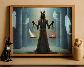 Egyptian God Anubis Print, Anubis Wall Art, Ancient Egyptian Mythology Decor, Jackal God of the Afterlife Artwork, Egyptian Art Print