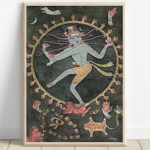 Shiva, Natraj, God Shiva, Hindu God, Shiv Art, Indian God, Shiva Wall Art, Shiv Painting, Mahadev, Poster Print, Canvas