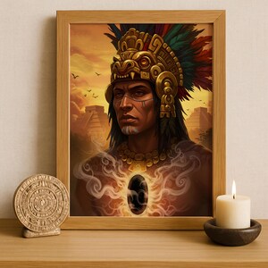 Aztec Wall Art, Tezcatlipoca Art, Aztec God of Night Decor, Aztec Mythology Artwork, Mexican Aztec Art, God of Darkness and Sorcery