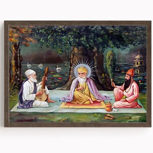 Sikh Art | Guru Nanak Dev  | First Sikh Guru from 1469 to 1539 | Vintage Art| Religious Art | Print | Canvas