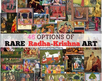 Leinwand - Radha Krishna - Hinduistisches Göttliches Paar | Love & Devotion Dekor für Tempel, Meditationsraum oder Zuhause