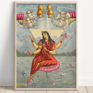 Goddess Kamalatmika, Mahavidya, tenth  Mahavidya, Vintage Art, Hindu Goddess Wall Art, Indian God, Poster Print, Canvas