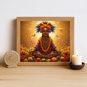 Aztec Wall Art, Xochipilli Art, Aztec God of Art and Music Decor, Aztec Mythology Artwork, Mexican Aztec Art, God of Flowers and Creativity