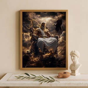Zeus Wall Art, King of the gods, Greek gods poster, Greek god decor, Greek gods wall art, Greek mythology, Greek god Zeus art