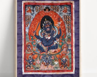 肉筆画 手描き仏画 ヴァジュラヨーギニー Vajrayogini ヨギニ タンカ ヴィンテージ ヴァジュラ ヨギーニ マンダラ タンカ | 神聖な手描きの