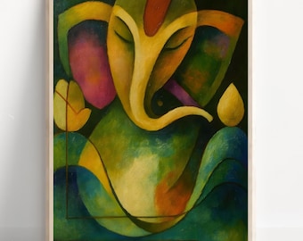 Ganesh Abstract Wall Art, Lord Ganesh, Ganesha, Hindu God Wall Art, Indian Miniature Art, Indian God, Ganesh Poster Print, Ganesh Canvas