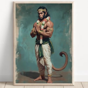Hanuman Art, Lord Hanuman, Jai Bajarang Bali, Hanuman Art, Hindu God,  Hindu God Wall Art, Indian God, Canvas Print, Poster Print