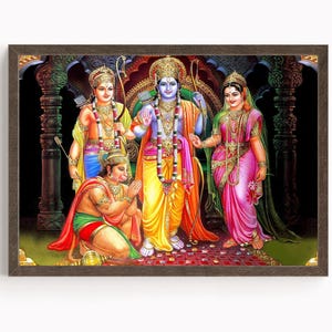 Ram Darbar, Rama&#39;s Assembly, Hindu God Wall Art, Raja Ravi Varma, Vintage  Art, Indian God, Poster Print, Canvas