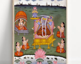 Cartel de Chhinnamasta Mahavidya / Arte de la diosa tántrica de autosacrificio / Decoración de pared hindú Shakti Devi / Marco de lienzo de impresión espiritual india