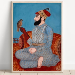 Sikh Art | Guru Tegh Bahadur Sahib | Ninth Sikh Guru from 1665 to 1675 | Vintage Art Painting | Religious Art | Print | Canvas