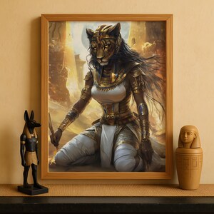 Egyptian Goddess Sekhmet Print, Sekhmet Goddess Wall Art, Ancient Egyptian Mythology Decor, Fierce Lioness Goddess Artwork, Egyptian Art