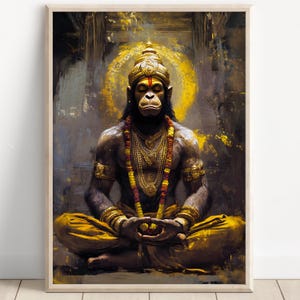 Hanuman Art, Lord Hanuman, Jai Bajarang Bali, Hanuman Art, Hindu God,  Hindu God Wall Art, Indian God, Canvas Print, Poster Print
