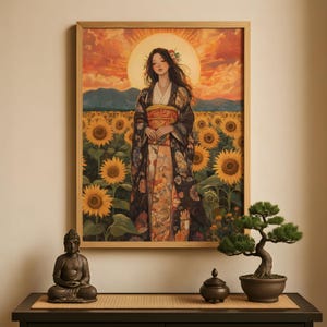 Amaterasu Print, Amaterasu Art, Amaterasu Goddess, Japanese Sun Goddess, Shinto Deity, Japanese Mythology, Japanese Artwork, Japanese Poster