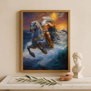 Poseidon Wall Art, God of the sea, Greek gods poster, Greek god decor, Greek gods wall art, Greek mythology, Greek god Poseidon art