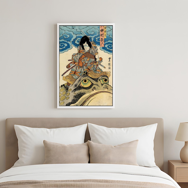 Jiraiya Giant Frog Samurai Print, Japanese Ukiyo-e Art, Kabuki Ninja ...