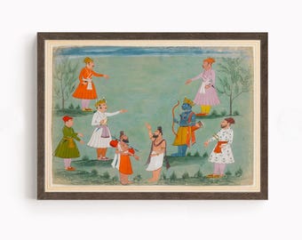 鹿の姿をした悪魔マリチャ - インドの細密画の複製版画、1983年 - Etsy
