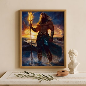 Poseidon Wall Art, God of the sea, Greek gods poster, Greek god decor, Greek gods wall art, Greek mythology, Greek god Poseidon art