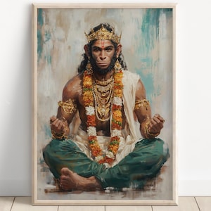 Hanuman Art, Lord Hanuman, Jai Bajarang Bali, Hanuman Art, Hindu God,  Hindu God Wall Art, Indian God, Canvas Print, Poster Print