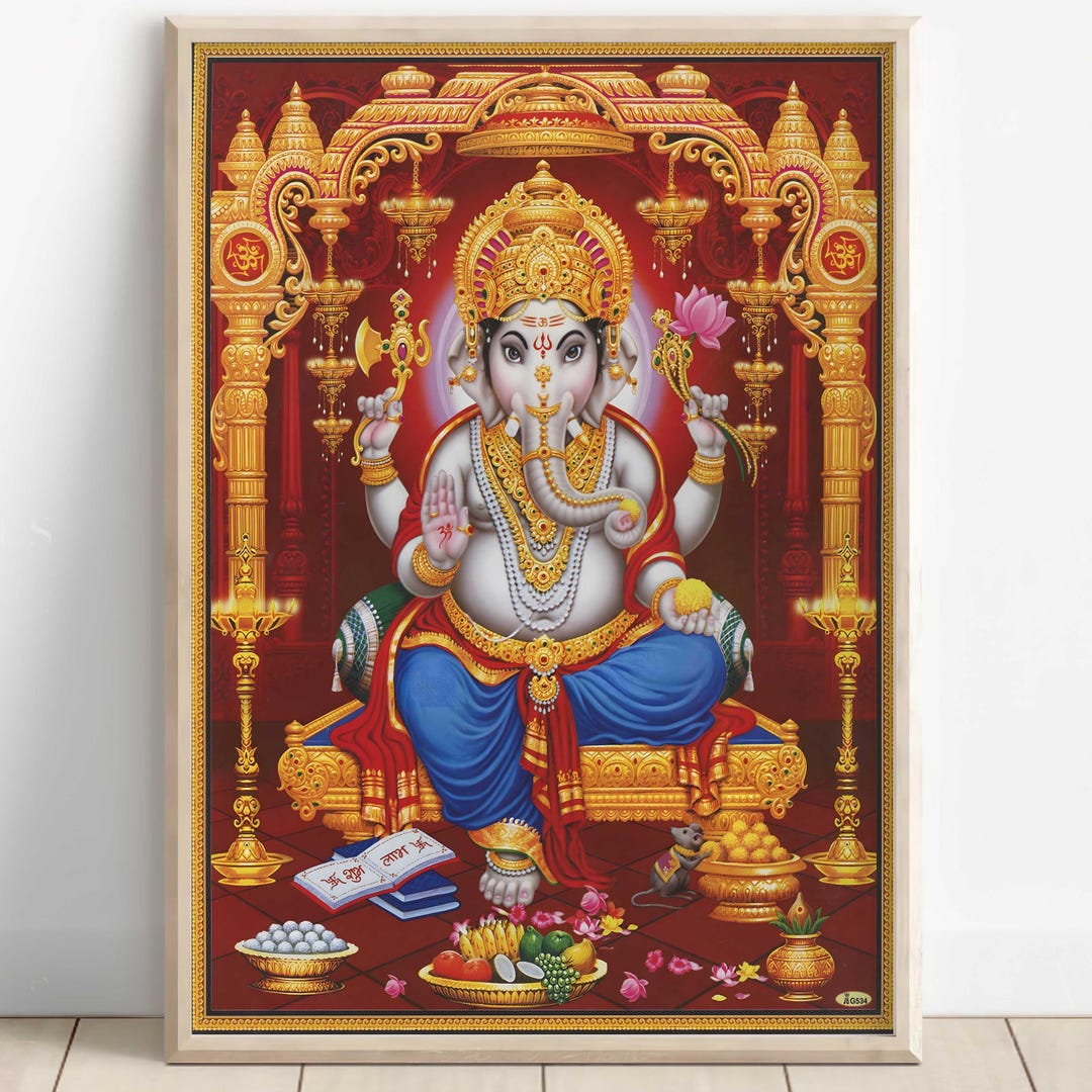 Ganesh, Lord Ganesh, Hindu God Wall Art, Vintage Art, Indian God