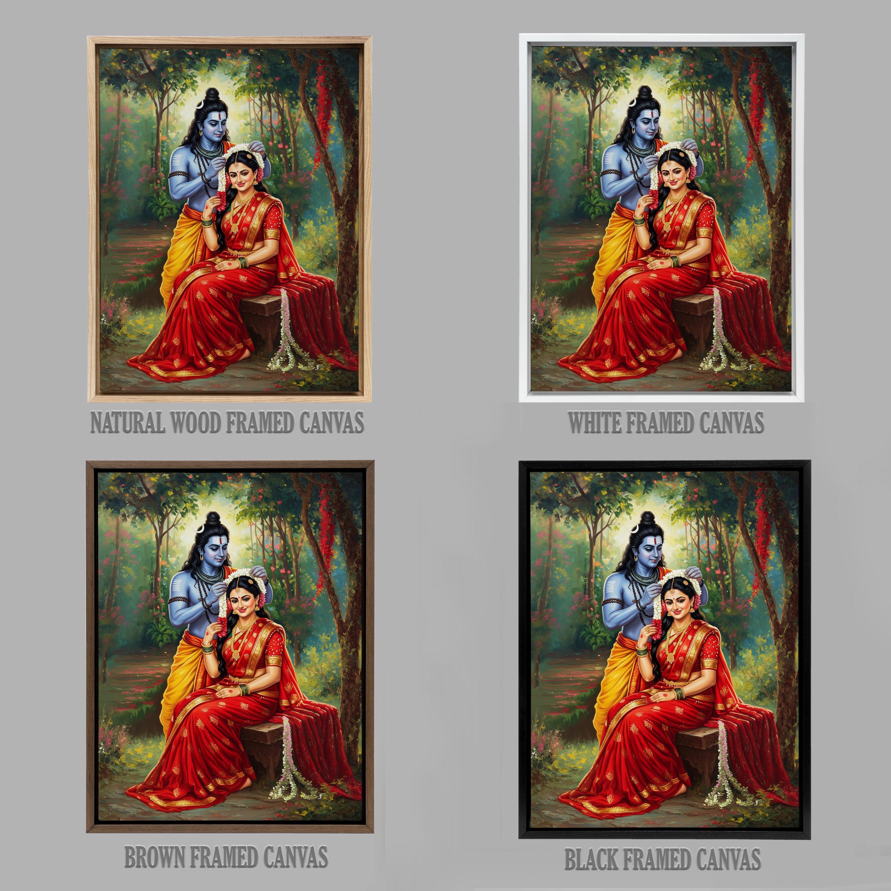 Shiva Parvati Wall Art Hindu Divine Couple Painting Wedding Blessing ...