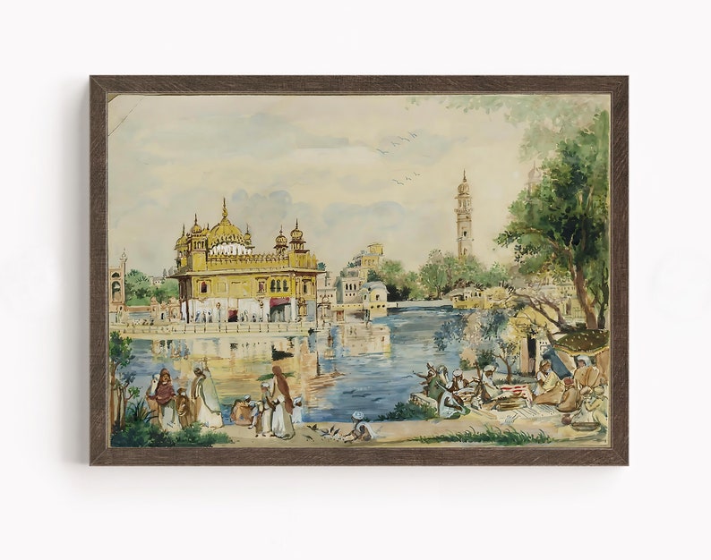 Sikh Art Golden Temple Sri Harmandir Sahib Vintage Art Painting ...