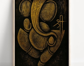 Arte mural abstracto de Ganesh, Señor Ganesh, Ganesha, arte mural de dios hindú, arte indio en miniatura, dios indio, impresión de póster de Ganesh, lienzo de Ganesh