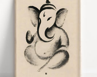 Arte mural abstracto de Ganesh, Señor Ganesh, Ganesha, arte mural de dios hindú, arte indio en miniatura, dios indio, impresión de póster de Ganesh, lienzo de Ganesh
