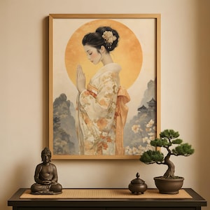 Amaterasu Print, Amaterasu Art, Amaterasu Goddess, Japanese Sun Goddess, Shinto Deity, Japanese Mythology, Japanese Artwork, Japanese Poster