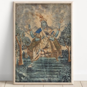 ヴィンテージ インドのヒンドゥー教の女神マタ マタンギの絵画