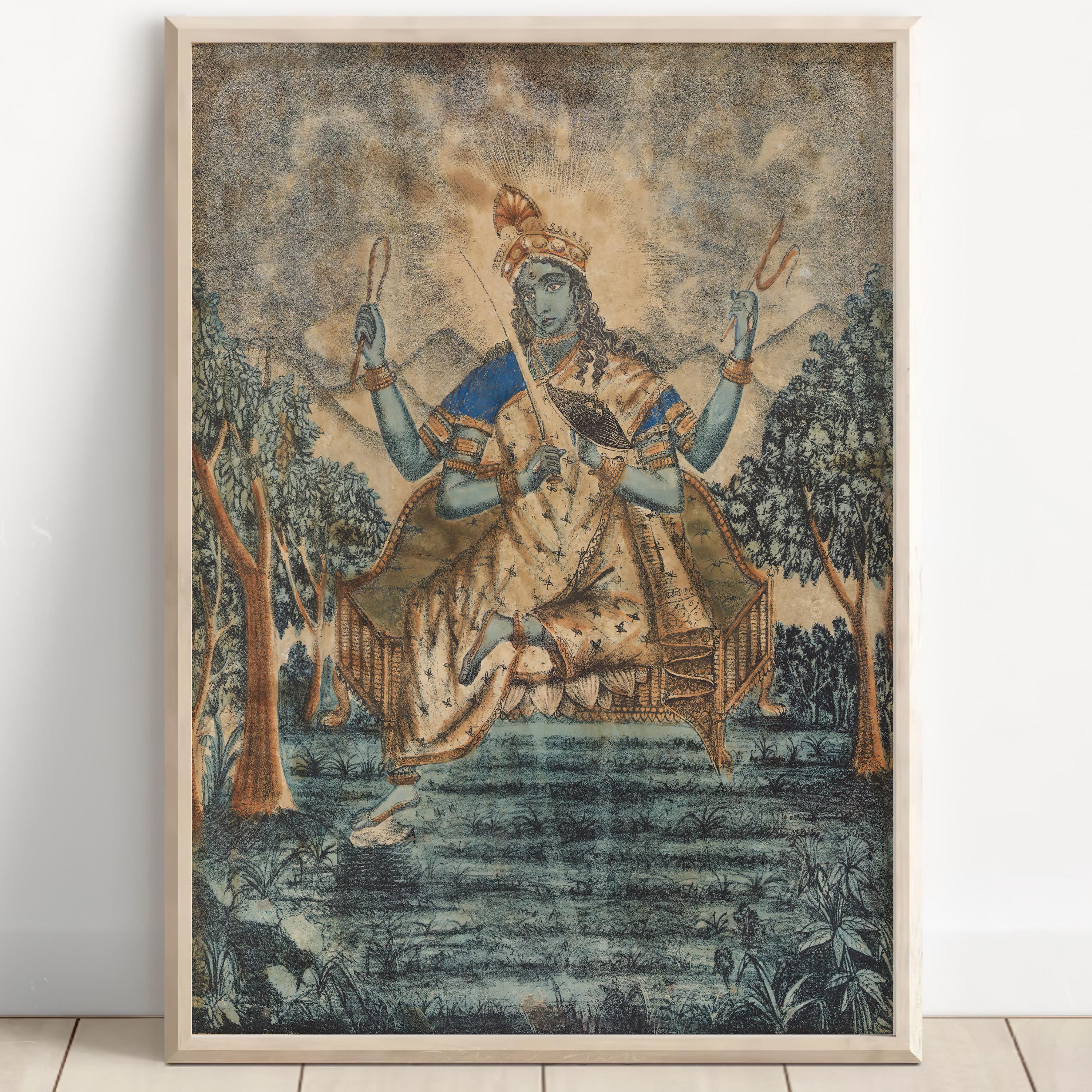 女神マタンギ、マタンギ、ヒンドゥー教の女神の壁アート、インドの神