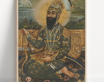 Sikh Art | Guru Gobind Singh | Tenth Sikh Guru from 1675 to 1708 | Vintage Art Painting | Religious Art | Print | Canvas