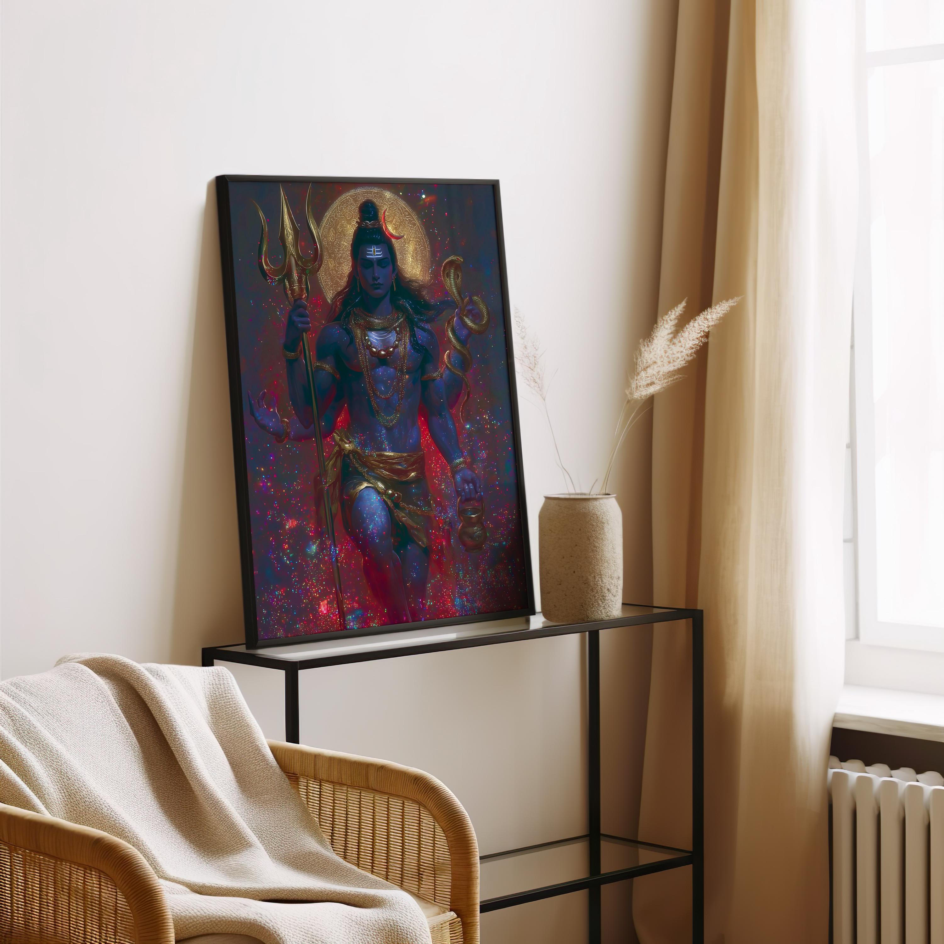 Lord Shiva Wall Art Mahadev Cosmic Portrait Hindu God Painting Divine ...