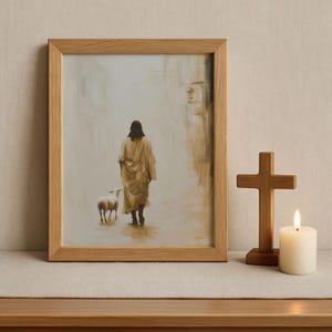 Christian Art, Jesus Leaves the 99 Art, Modern Christian Wall Decor, Jesus & Lamb Painting, Modern Christian Art, Jesus Christ Painting