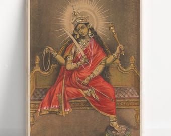 三人の女神ビンテージ スタイルのインドのヒンドゥー教の宗教的な