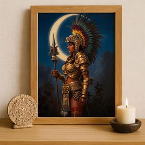 Aztec Wall Art, Coyolxauhqui Art, Aztec Moon Goddess Decor, Aztec Mythology Artwork, Mexican Aztec Art, Goddess of the Moon