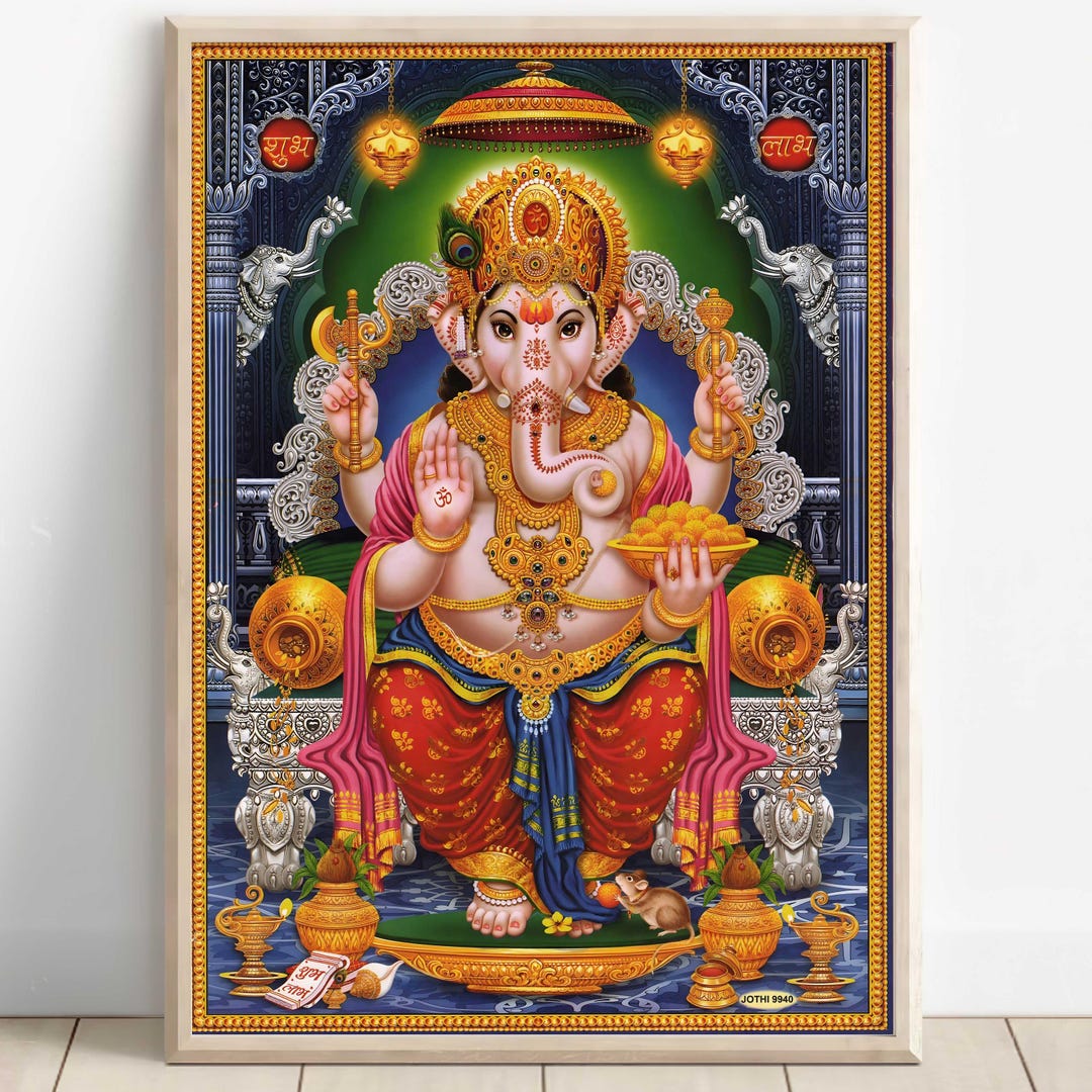 Ganesh, Lord Ganesh, Hindu God Wall Art, Vintage Art, Indian God
