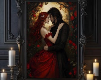 Persephone and Hades Wall Art, Love in Darkness, Greek Mythology Print, Greek Goddess Poster, Mythology Decor, Divine Art, Hades Poster