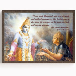 Krishna and Arjun, Mahabharat, Geeta, Krishna painting, Krishna Art, Vintage Art, Indian God, Poster Print, Canvas