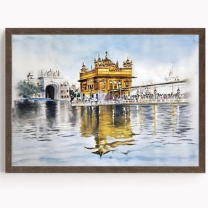 Sikh Art | Golden Temple  | Sri Harmandir Sahib | Vintage Art | Watercolor Painting | Religious Art | Print | Canvas