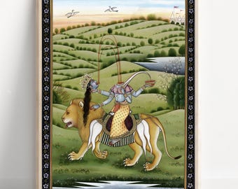 Cartel de Chhinnamasta Mahavidya / Arte de la diosa tántrica de autosacrificio / Decoración de pared hindú Shakti Devi / Marco de lienzo de impresión espiritual india