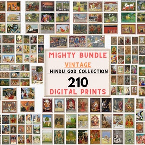 210 Vintage Hindu God Art Wall Set| MIGHTY BUNDLE | Lakshmi | Saraswati | Krishna | Shiva | Ganesha | Hanuman | Rama | Digital Download