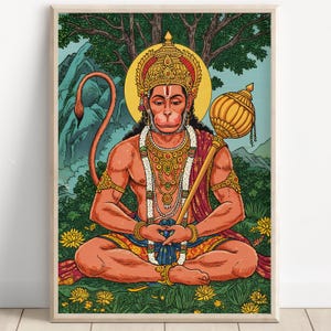 Hanuman Art, Lord Hanuman, Jai Bajarang Bali, Hanuman Art, Hindu God,  Hindu God Wall Art, Indian God, Canvas Print, Poster Print