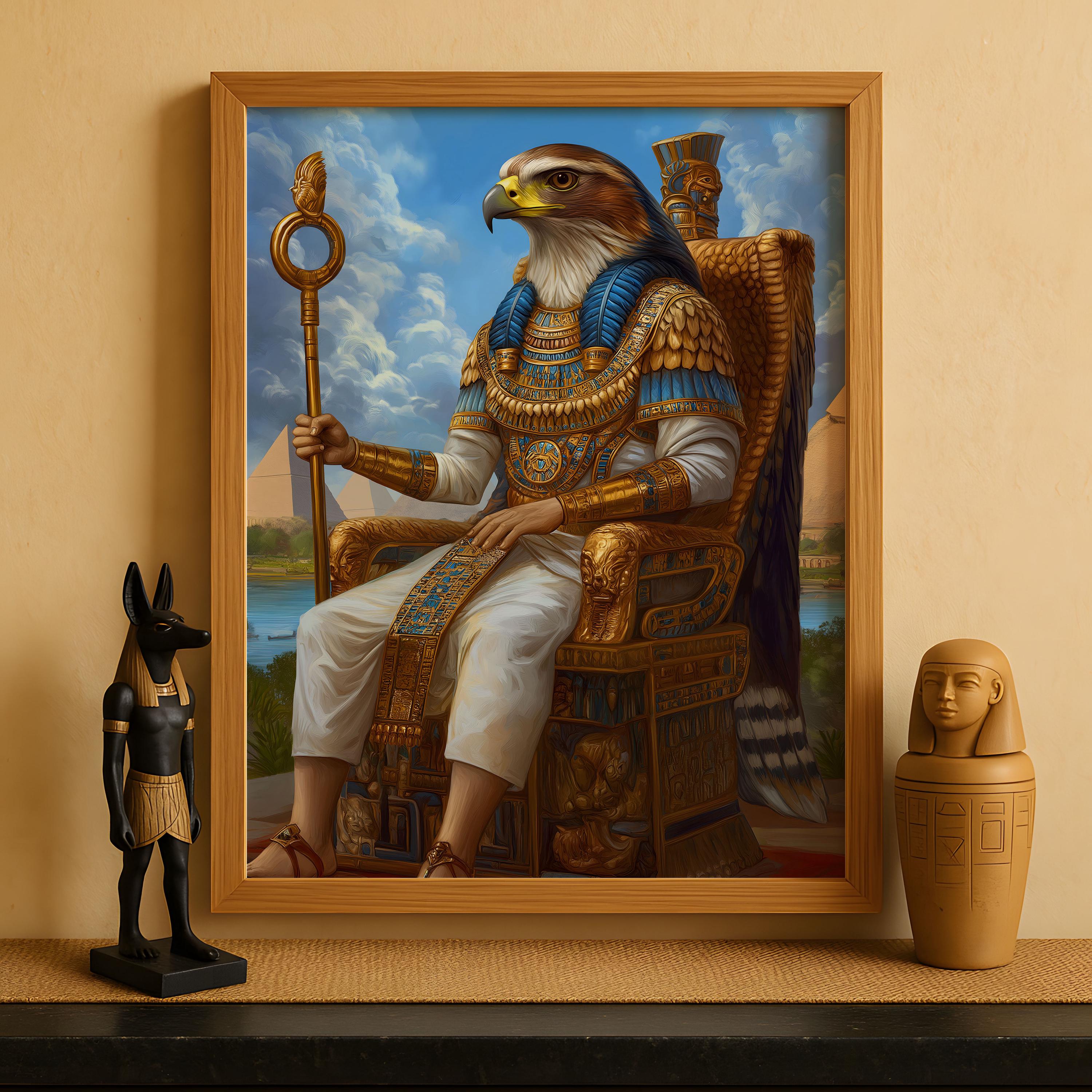 エジプト神ホルスのプリント、ホルスの壁アート、古代エジプト神話の