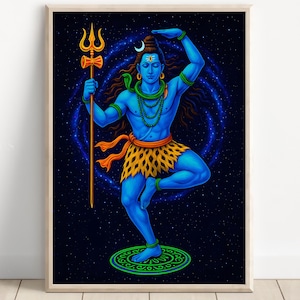 Art mural Shiva, dieu Shiva, dieu hindou, art Shiv, dieu indien, art mural Shiva, peinture Shiv, Mahadev, impression d&#39;affiche, toile