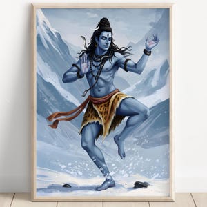 Shiva, Shiv Tandav, Dancing Shiva, Hindu God, Shiv Art, Indian God, Shiva Wall Art, Shiv Painting, Mahadev, Poster Print, Canvas