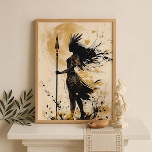 Athena Wall Art, Goddess Athena Canvas, Greek Goddess of the War, Greek Mythology Poster, Ancient Greece Poster, Divine Feminine Decor