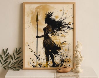 Athena Wall Art, Goddess Athena Canvas, Greek Goddess of the War, Greek Mythology Poster, Ancient Greece Poster, Divine Feminine Decor