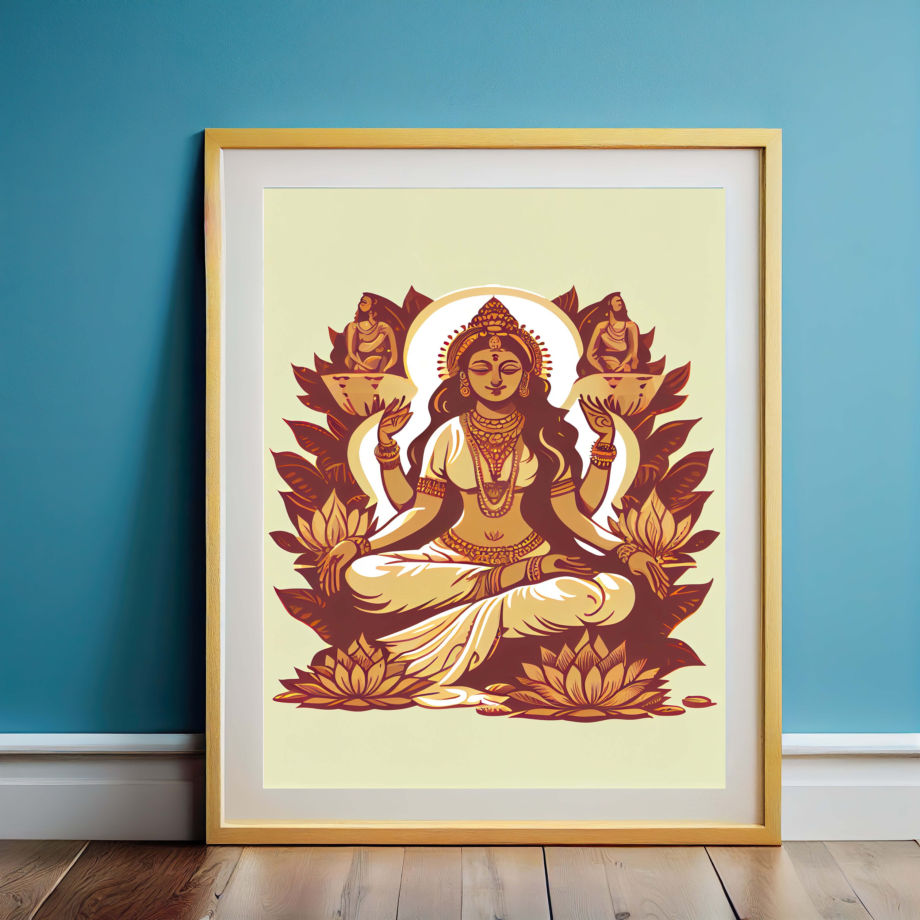 Lakshmi Set of 3 LAKSHMI Hindu God Wall Art Indian God Etsy